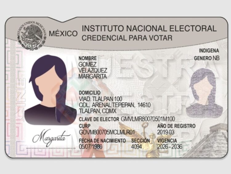 Credencial para votar del INE.