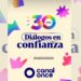 Conductoras y colaboradores de “Diálogos en Confianza” durante una emisión del programa de Canal Once, que celebra 30 años al aire.