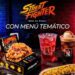 Menú temático de Street Fighter de Cinépolis VIP con platillos, postre y bebidas inspirados en la popular franquicia de videojuegos.