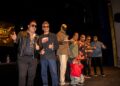 Luchadores y músicos durante una presentación de “Rock y Luchas”, espectáculo que combinará lucha libre y rock en el Teatro Silvia Pinal.