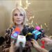 Olivia Collins durante un encuentro con medios en el que habló sobre Maribel Guardia, Imelda Tuñón y su participación en proyectos de televisión.