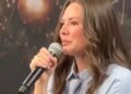 Joy, integrante de Jesse & Joy, durante una conferencia de prensa en la que habló sobre la salida de su hermano Jesse y los próximos conciertos del dúo.