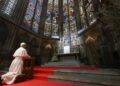 El Papa León en la Catedral de San Esteban, en Mertz, Francia.