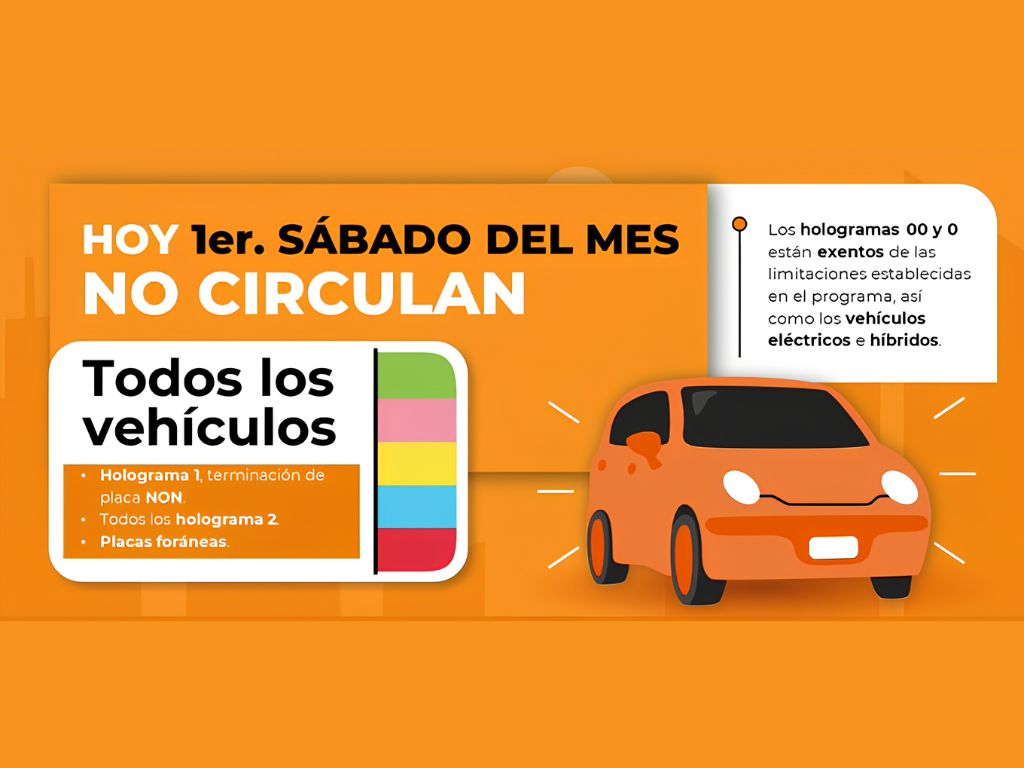 Hoy No Circula Sabatino. Restricciones primer sábado. AMEXI