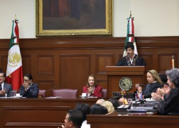 Corte del Acordeón. Hugo Aguilar rinde su primer informe como presidente de la SCJN. AMEXI Foto SCJN