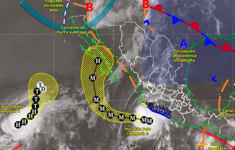 Huracán Polo provocará lluvias intensas, mientras el calor llegará hasta 40 °C en varios estados de México este jueves. | AMEXI/FOTO. X @conagua_clima