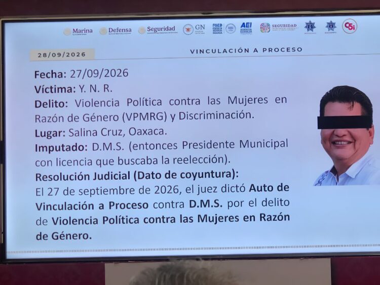 Alcalde de Salina Cruz es vinculado a proceso por violencia política de género