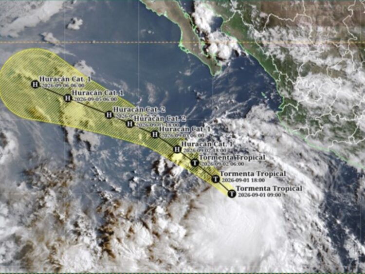 Marie se intensifica en el Pacífico y podría convertirse en huracán; sus efectos dejarán lluvias y oleaje elevado en México. | AMEXI/FOTO: X @conagua_clima