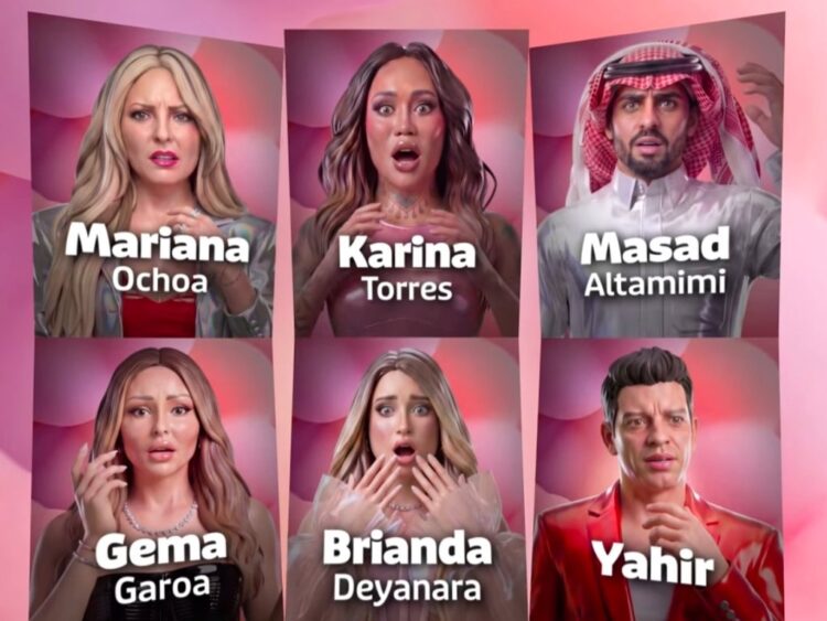 Mariana Ochoa, Yahir, Brianda Deyanara, Gema Garoa, Karina Torres y Masad quedaron nominados en la séptima semana del reality. | AMEXI/FOTO: IG @lacasafamososmx