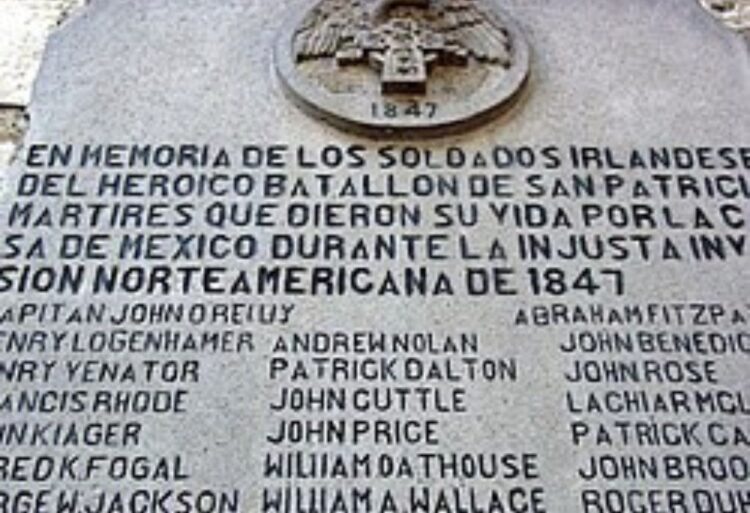 Placa en memoria del Batallón de San Patricio