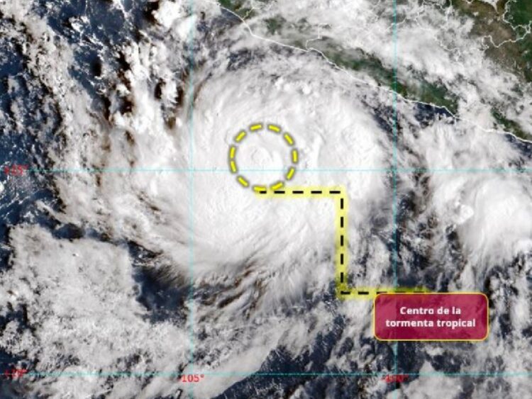 Polo se fortalece en el Pacífico y el pronóstico contempla que se convierta en huracán categoría 4. | AMEXI/FOTO: X @conagua_clima