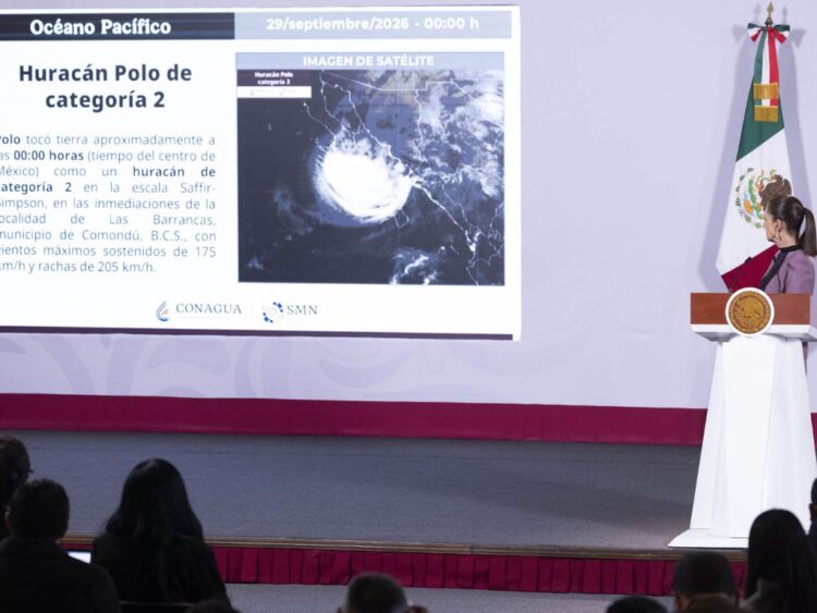 Reporte de la entrada del huracán Polo a Baja California Sur. AMEXI Foto Presidecia