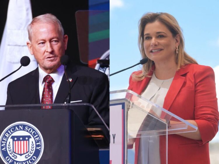 Ronald Johnson, embajador de EU en México, y Maru Campos, gobernadora de Chihuahua. AMEXI Fotos Especial