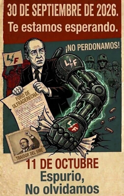 Esto en el marco de una protesta tras el decreto de extinción en 2009 de Luz y Fuerza del Centro (LyFC)