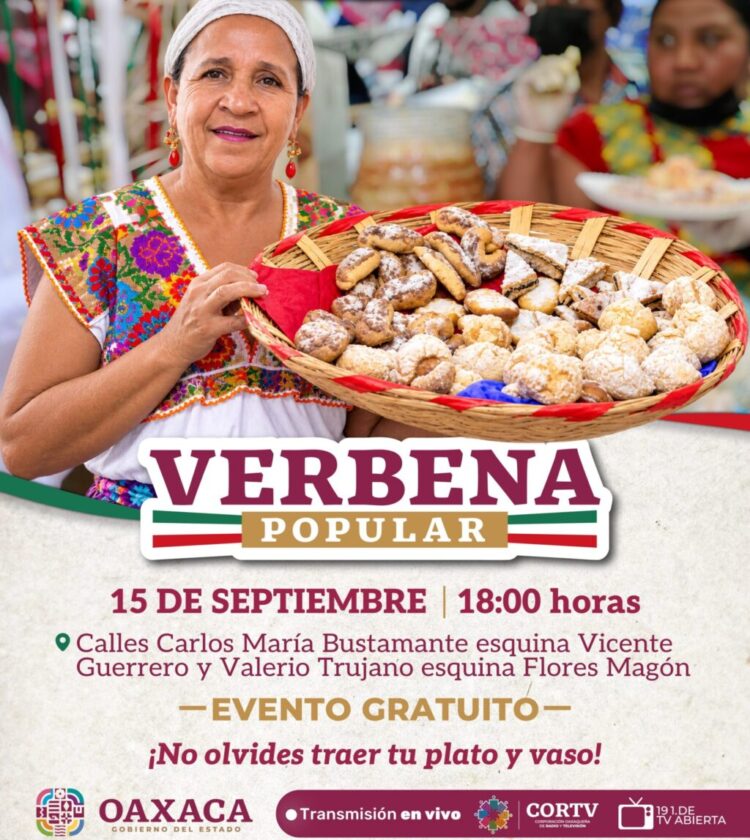 Verbena popular en el Zócalo de Oaxaca con antojitos regionales gratuitos