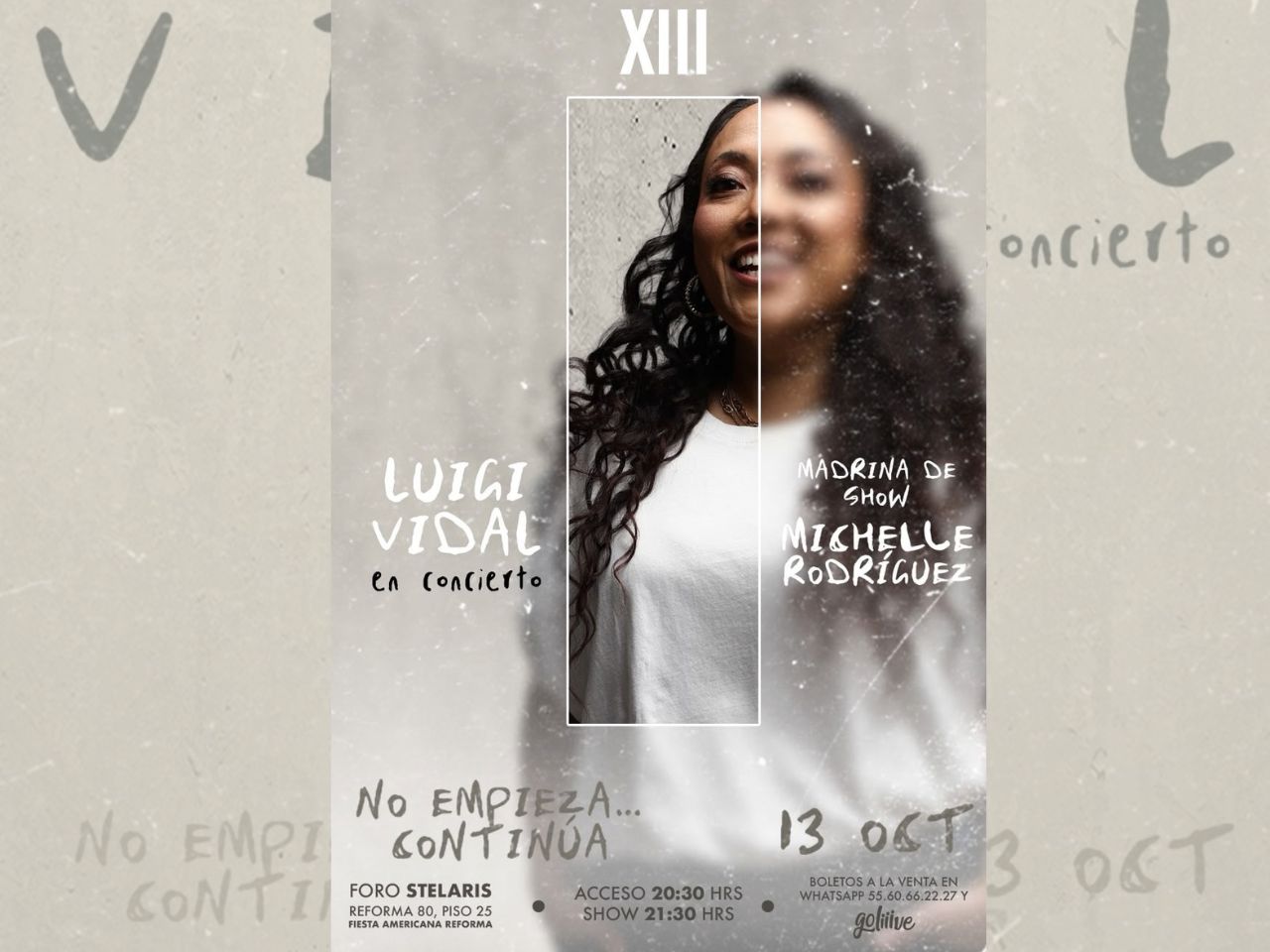 Luigi Vidal anuncia su concierto del 13 de octubre en el Foro Stelaris, donde Michelle Rodríguez será su madrina de honor y compartirá escenario con invitados especiales.