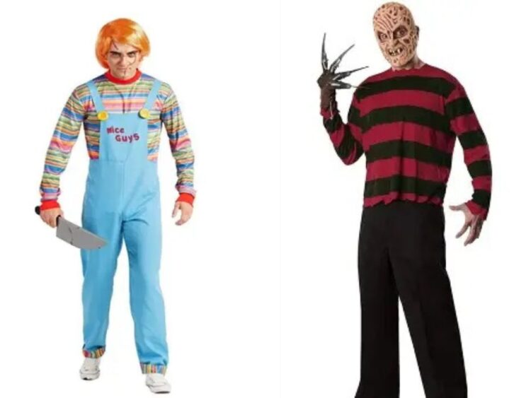 Personas con disfraces de Halloween inspirados en personajes de películas, música, cómics y terror durante una celebración del 31 de octubre.