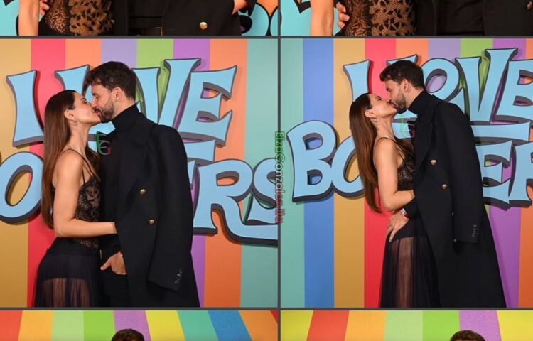 : Eiza González y su novio, el tenista Grigor Dimitrov, se besan durante su aparición en la alfombra roja del Festival de Cine de Londres 2026.