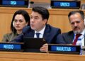 El subsecretario de Derechos Humanos, Población y Migración de la Secretaría de Gobernación, Arturo Medina Padilla, habla ante la ONU sobre la decisión del Comité Contra las Desapariciones Forzadas del organismo internacional.