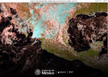 Este jueves a las 15:00 de la tarde (hora cuidad de México) el centro de Vance, catalogado ahora como depresión tropical. AMEXI / FOTO (Conagua)