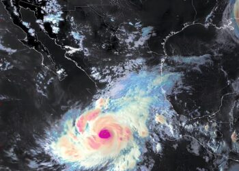 Imagen del Huracán Simón, que se ha intensificado y alcanzó ya la categoría 3 en la escala Saffir Simpson. AMEXI/Foto: Conagua