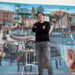 Jorge Flores Manjarrez al inaugurar su mural en Nueva York.