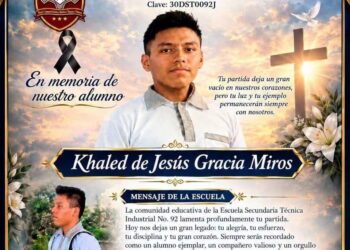Khaled de Jesús Gracia Miros, estudiante de Catemaco, murió por fallas en la atención en IMSS. Imagen RRSS