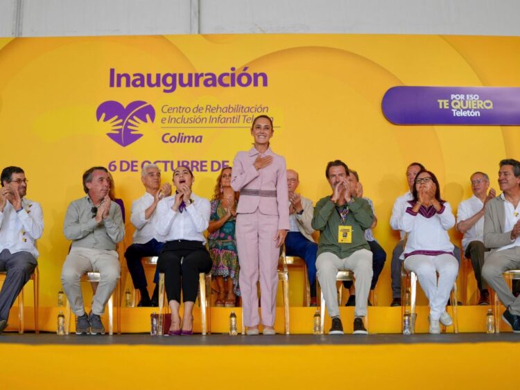 La presidenta Claudia Sheinbaum en la inauguración del CRIT Colima. AMEXI Foto