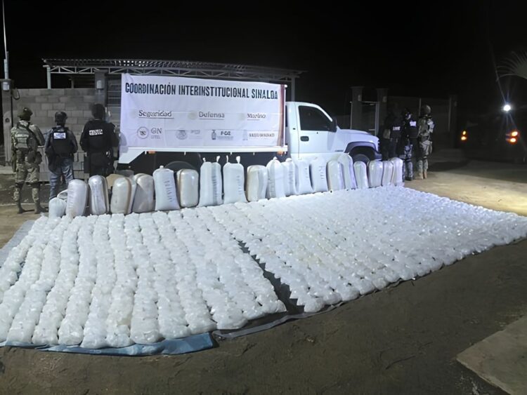 Metanfetamina asegurada en Culiacán. AMEXI Foto