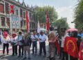 Integrantes de Unidad Nacional Independiente en Resistencia, llega a SEGOB, para instalar su plantón e iniciar su jornada de lucha por justicia