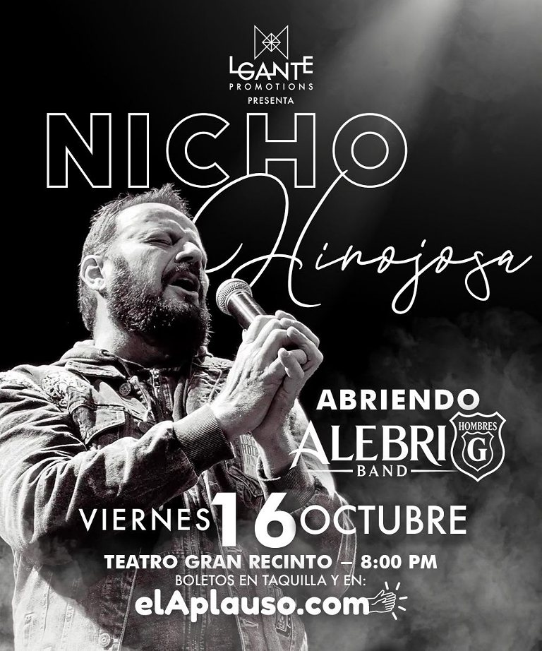 Nicho Hinojosa anuncia concierto en el Teatro Gran Recinto de Tlalnepantla
