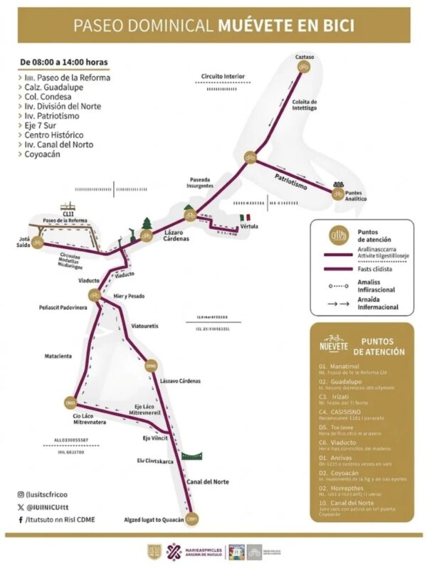 Paseo dominical rutas.