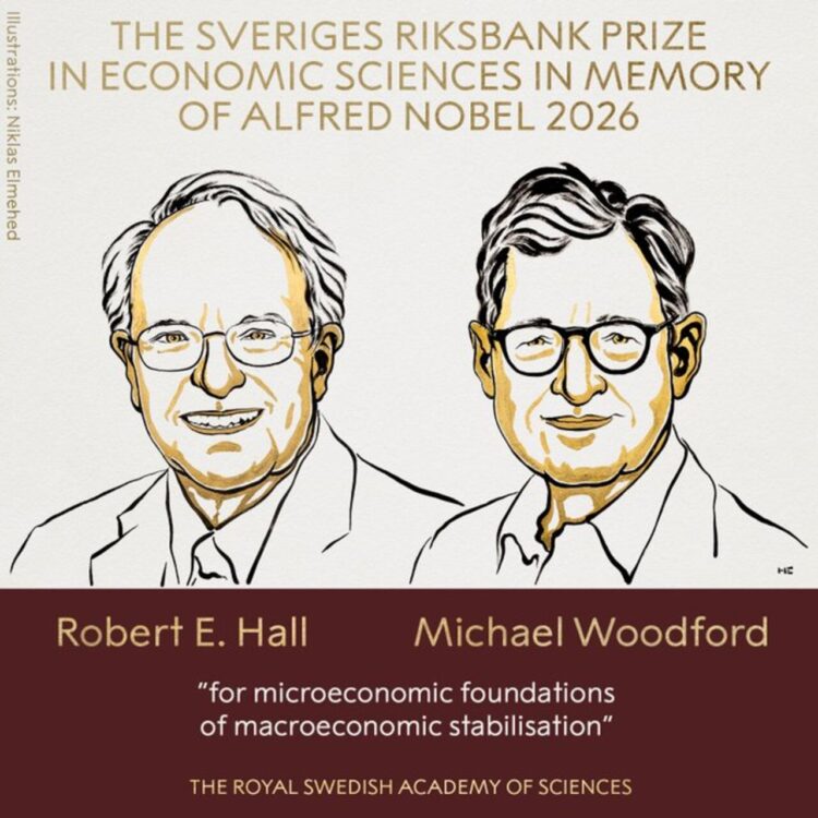 Robert E. Hall y Michael Woodford, ganadores del Premio Nobel de Economía 2026 por sus contribuciones a la política de estabilización macroeconómica.