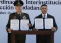 Presentan convenio titulares de SSPC y Defensa para ampliar la coordinación de esfuerzos.