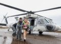 Ejército rescata por aire a familias aisladas por lluvias en Ensenada. AMEXI/Foto: @MarinadelPilar