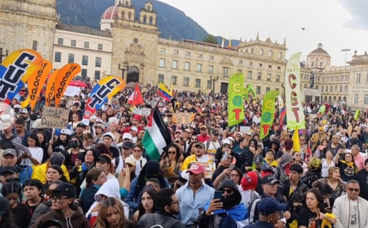 Protesta de sindicatos en Colombia