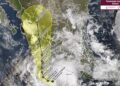 Trayectoria pronosticada de la tormenta tropical Simon frente a las costas de México