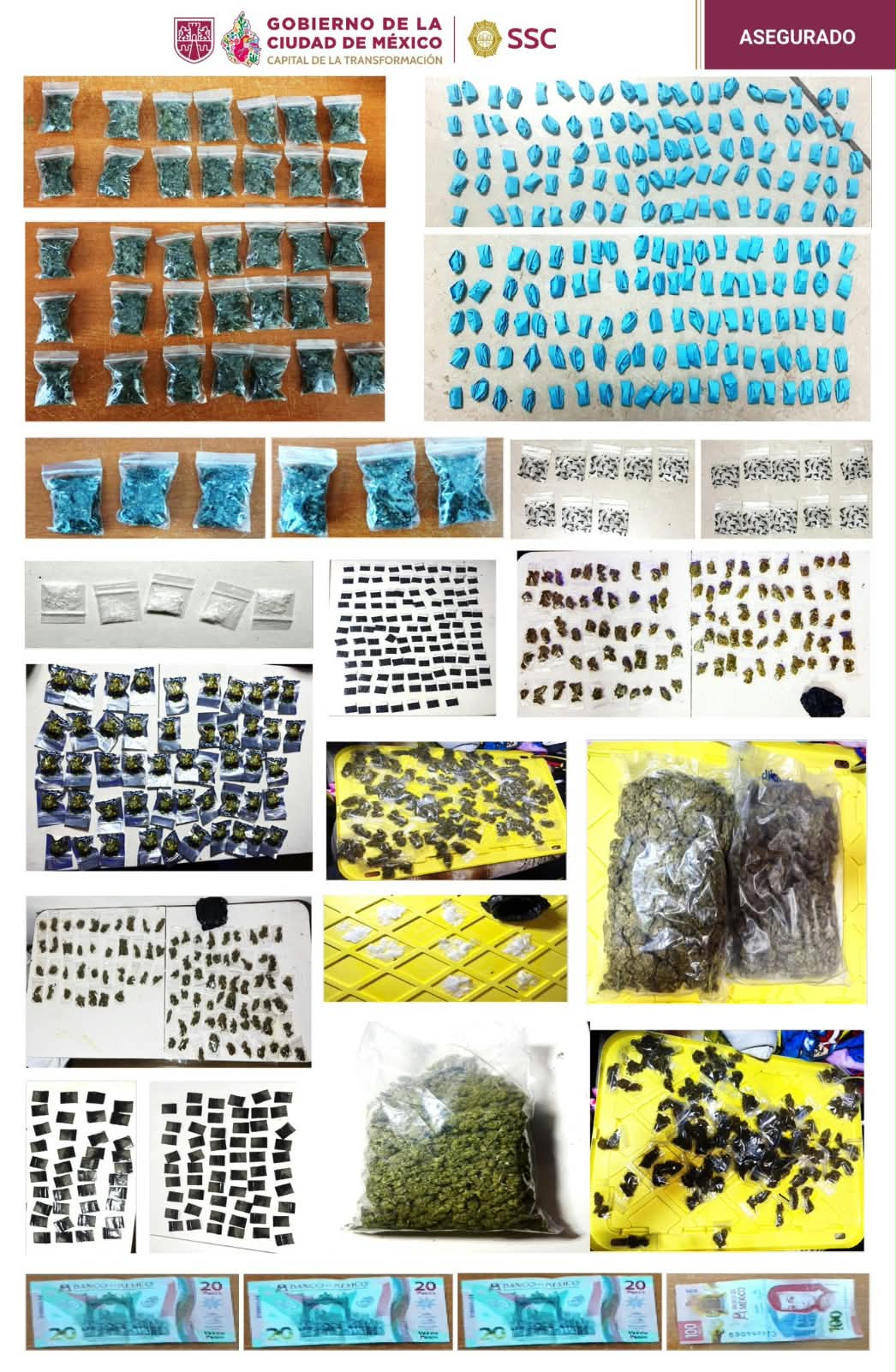 Las autoridades ejecutaron tres órdenes de cateo; aseguraron más de 700 dosis de narcóticos, entre cocaína, marihuana y metanfetamina