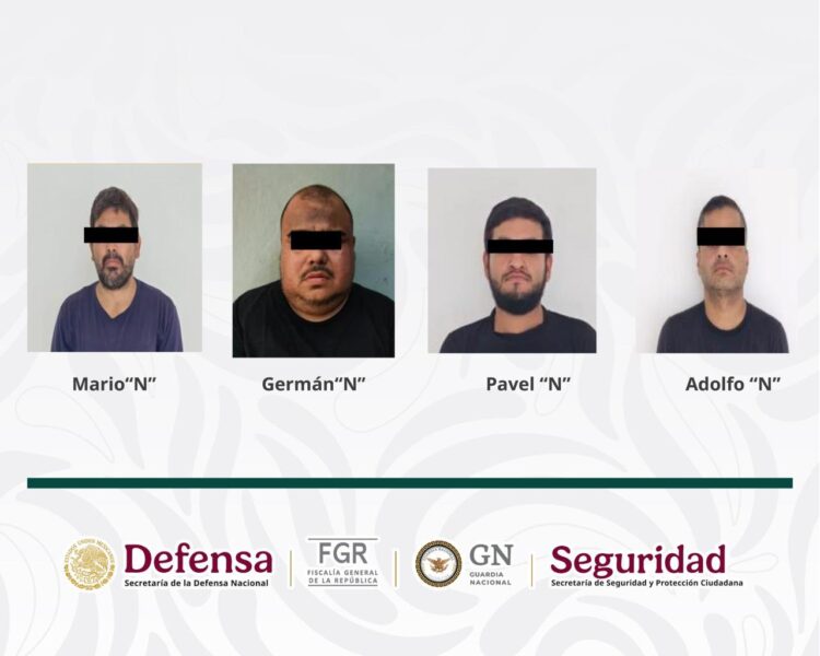Caen cuatro traficantes de armas de célula vinculada a "Los Chapitos". AMEXI/Foto: Gobierno de México