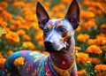 Xoloitzcuintle, perro mexicano asociado con las creencias prehispánicas y el viaje de las almas al Mictlán.