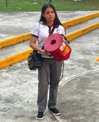 Estudiante del CETis 78 crea extintor acústico y conquista el ISIF 2026. AMEXI/Foto: RRSS