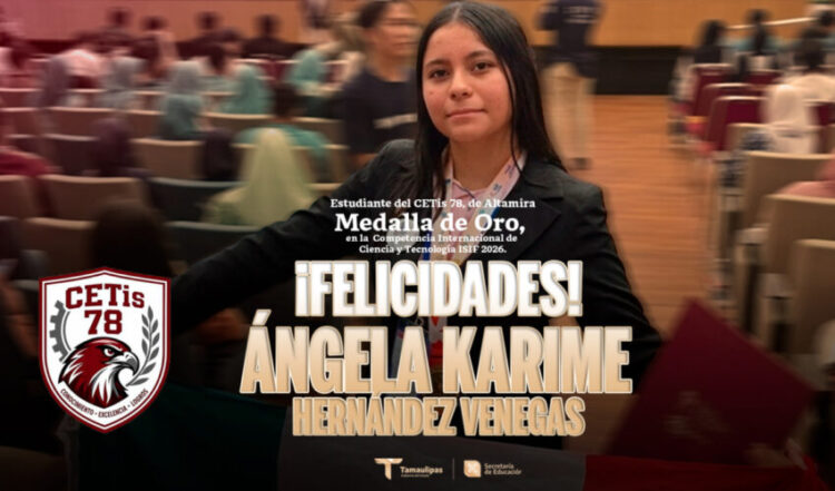 Joven tamaulipeca gana dos reconocimientos internacionales por su extintor acústico. AMEXI/Foto: Gobierno Tamaulipas