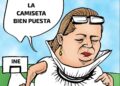 Caricatura política de LUY sobre la renuncia de Guadalupe Taddei a la presidencia del INE, con la frase “Me voy, pero con la camiseta bien puesta”.