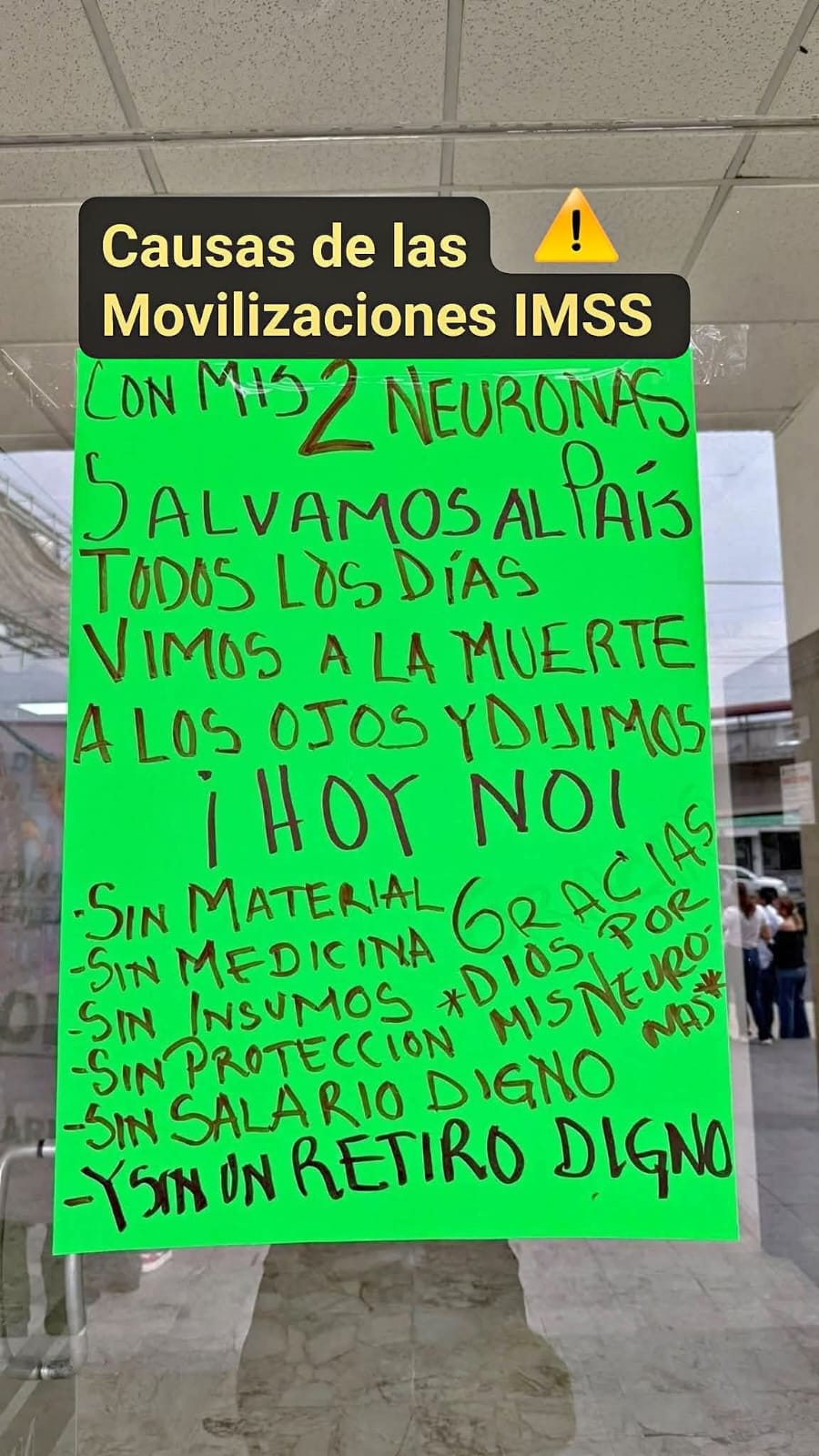 Trabajaores del IMSS demandan insumos para trabajar