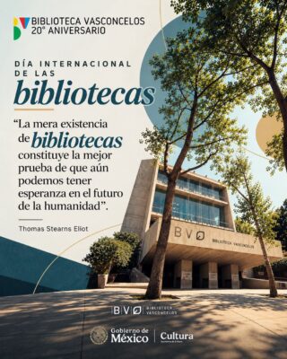 Biblioteca Vasconcelos: reapertura, horarios y el Día Internacional de las Bibliotecas. AMEXI/Foto: @VSCLS