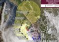 Trayectoria pronosticada del huracán Simon frente a las costas del Pacífico mexicano, con su evolución de categoría 2 a tormenta tropical sobre Sinaloa.