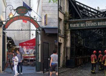 El fuego arrasó mil metros cuadrados del mercado Marché des Enfants-Rouges y causó el derrumbe parcial del techado metálico del histórico recinto del siglo XVII.