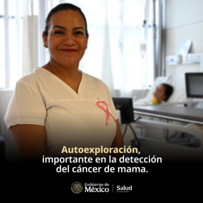 Solo el 23% de las mujeres conoce la técnica correcta de autoexploración mamaria. AMEXI/Foto: @SSalud_mx