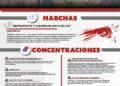 Infografía con las marchas, concentraciones y rodadas programadas en la Ciudad de México este domingo 25 de octubre de 2026, con horarios y puntos de reunión.