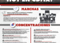 Infografía con horarios, ubicaciones y rutas de las marchas y concentraciones previstas en CDMX este lunes 26 de octubre.